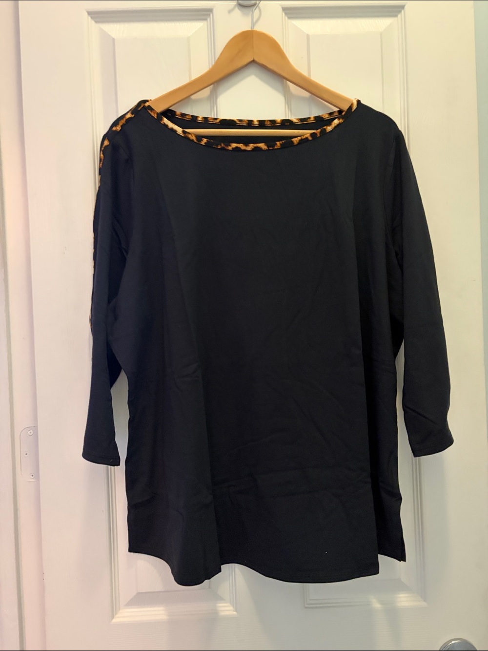 Belle by Kim Gravel Black Tunic with Leopard-Print Accent